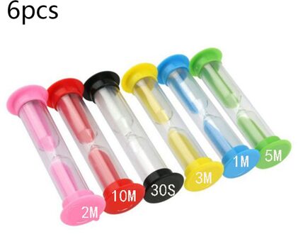 6Pcs Zandloper Timer 6 Kleuren 30sec/1Min/2Min/3 Minuten/5 Minuten/10 Minuten Kleurrijke Zandloper Zandloper Zand Klok Timers