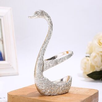 6Pcs Zwaan Fruit Base Houder Vorken Set Rvs Salade Dessert Vorken Koffielepel Taart Servies Bestek