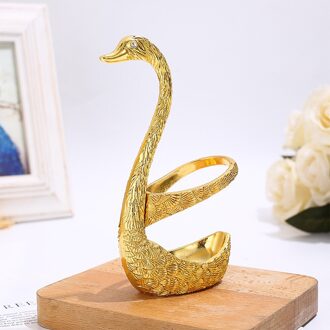 6Pcs Zwaan Fruit Base Houder Vorken Set Rvs Salade Dessert Vorken Koffielepel Taart Servies Bestek