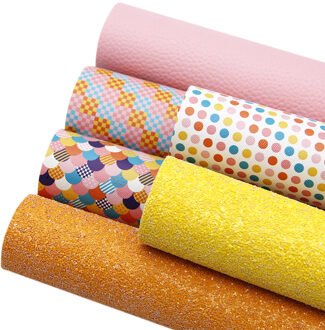 6Pieces/set 20*34cm Christmas Multi-material Dot Printed Synthetic Leather Patchwork Hair Bow Handbag DIY,1Yc8009