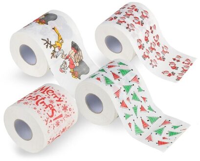 6Roll Kerstman Vrolijk Kerstfeest Supplies Gedrukt Toiletpapier Thuis Badkamer Toiletpapier Tissue Roll Xmas Presenteert Decor