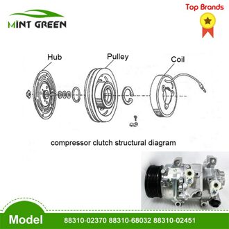 6SEU14C Ac Compressor Koppeling Voor Corolla Verso 1.8 1ZZ-FE 88310-02370 88310-68032 88310-02451 E150