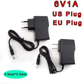 6V 1A Voeding Adapter Ac/Dc 100V-240V Lader Converter Transformator Cctv Camera Led strip Lamp Us Eu Plug 5.5Mm * 2.5Mm ons aansluiten