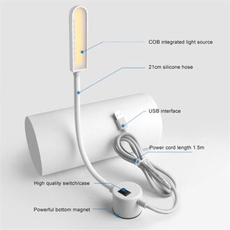 6W Led Naaimachine Light Usb Powered Cob Of Led Chip Draagbare Emergency Lamp Magnetische Montage Voor Draaibanken, werkbanken wit COB