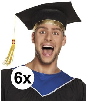 6x Afstudeerhoedje / geslaagd hoedje voor volwassenen