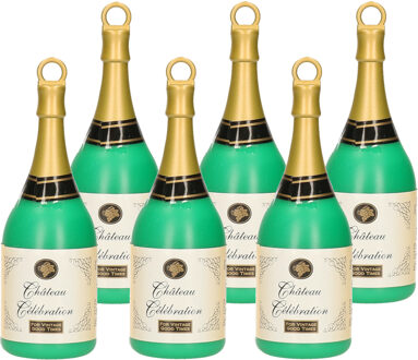 6x Ballongewichten champagne flesje - Ballongewichtjes Multikleur