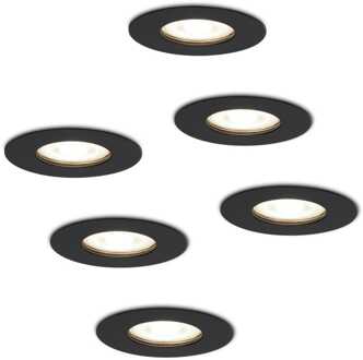6x Bari - LED Inbouwspots Badkamer IP65 Zwart