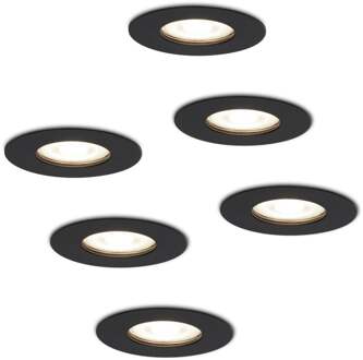 6x Bari - LED Inbouwspots Badkamer IP65 Zwart