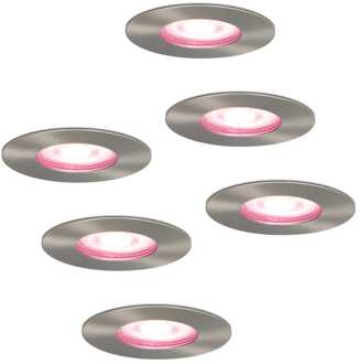 6x Bari Smart Inbouwspots RGBWW IP65 Zilver