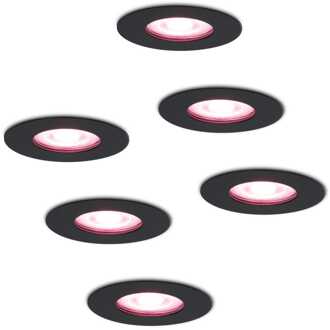 6x Bari Smart Inbouwspots RGBWW IP65 Zwart