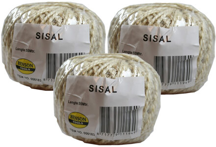 6x Bindtouw op rol - 55 meter - Bolletjes touw