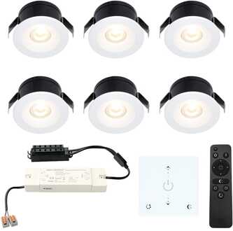 6x Cadiz - Mini LED spotjes 12V IP44 Dimbaar via Wit
