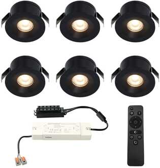 6x Cadiz - Mini LED spotjes 12V IP44 Dimbaar via Zwart
