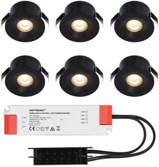 6x Cadiz - Mini LED spotjes 12V IP44 Zwart