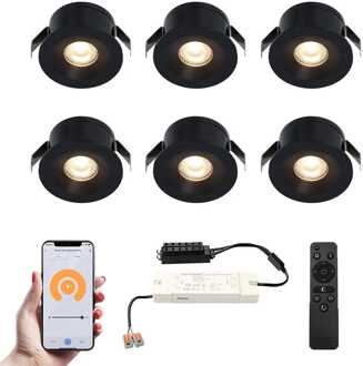6x Cadiz - Mini LED spotjes 12V IP44 Zwart