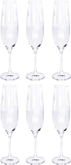 6x Champagne glazen/flutes 26 cl/260 ml van kristalglas - Champagneglazen Transparant