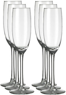 6x Champagneglazen/flutes transparant 190 ml Plaza