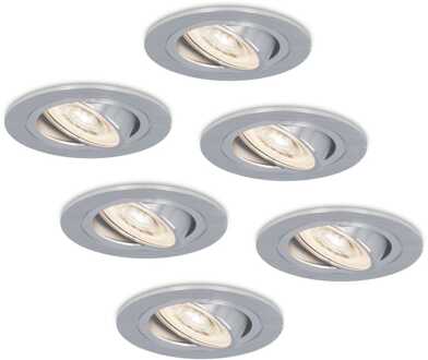 6x Chandler - LED Inbouwspots Zilver Kantelbaar