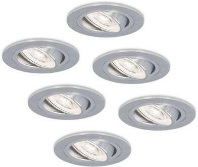6x Chandler - LED Inbouwspots Zilver Kantelbaar