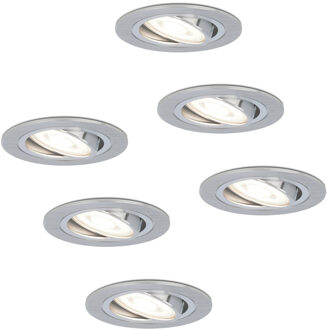 6x Chandler - LED Inbouwspots Zilver Kantelbaar