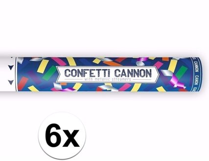 6x Confetti Kanon Mix Kleuren 40 Cm - Confetti Multikleur