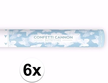 6x Confetti kanon witte vlinders 40 cm