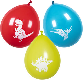 6x dino ballonnen - ca. 25 cm - Feestversiering en decoraties - Ballonnen Multikleur