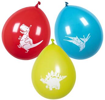 6x dino ballonnen - ca. 25 cm - Feestversiering en decoraties - Ballonnen Multikleur