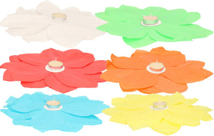 6x Drijf lantaarns gekleurd bloemetjes 29 cm decoratie/versiering met theelichtjes