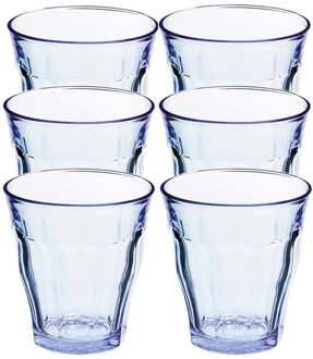 6x Drinkglazen/waterglazen blauw Picardie 220 ml - Drinkglazen