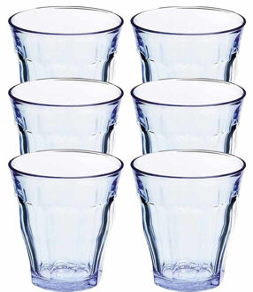 6x Drinkglazen/waterglazen blauw Picardie 310 ml - Drinkglazen