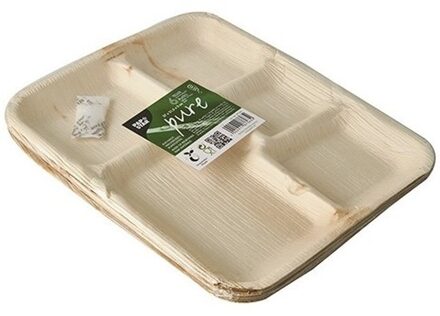 6x Duurzame biologisch afbreekbare 5-vaks borden palmblad 27 cm