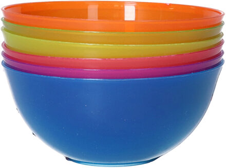 6x Gekleurde schaaltjes kunststof 13 cm voor kinderen Multi