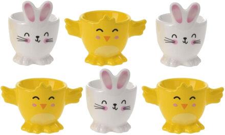 6x Gele kuiken/kippen eierdop 7 cm - Action products