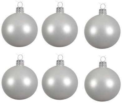 6x Glazen kerstballen mat winter wit 6 cm kerstboom versiering/decoratie - Kerstbal
