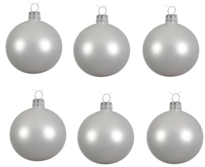 6x Glazen kerstballen mat winter wit 8 cm kerstboom versiering/decoratie - Kerstbal