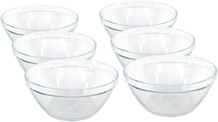 6x Glazen snackschaaltjes/keukenschaaltjes Pompei 14 cm/500 ml - Snack en tapasschalen