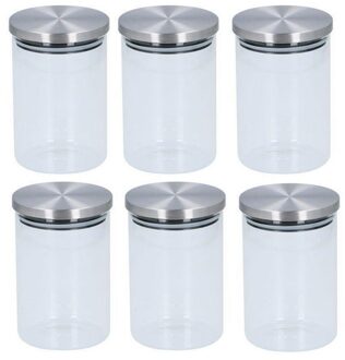 6x Glazen snoepjes / pasta pot 15 cm - Voorraadpot Transparant