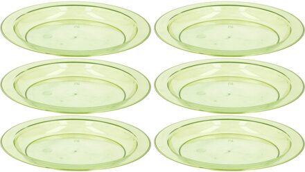 6x Groene plastic borden/bordjes 20 cm