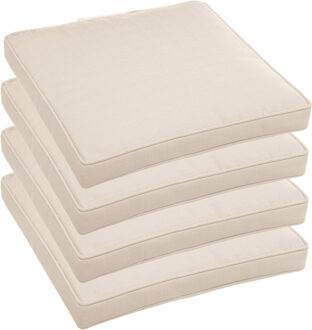 6x hesperide stoelkussens - voor binnen/ buiten - beige - 40x40x4 cm