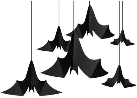 6x Horror decoratie hangende vleermuizen papier