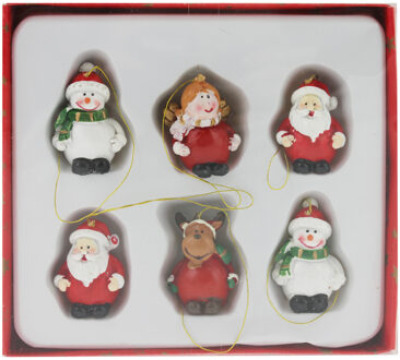 6x Houten kersthangers figuurtjes 4 cm type 1