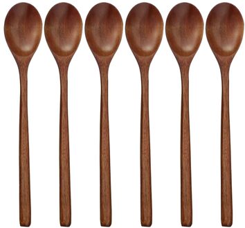 6x Houten Lepel Thuis Bestek Pap Kom Diner Lepel Japanse Soep Lepel Voor Thuis Restaurant Diner Servies Gebruiksvoorwerpen