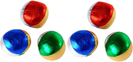 6x Jongleerballen gekleurd metallic speelgoed - Jongleervoorwerpen Multikleur