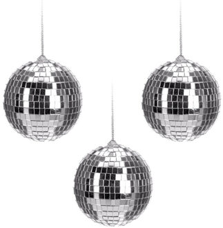 6x Kerstballen discoballen/discobollen zilver 6 cm - Kerstboomversiering/kerstversiering zilveren kerstballen