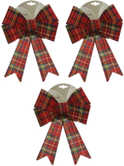 6x Kerstboom decoratie strikken geruit 23 cm