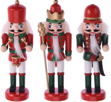 6x Kerstboomhangers notenkrakers poppetjes/soldaten rood/groen 12 cm
