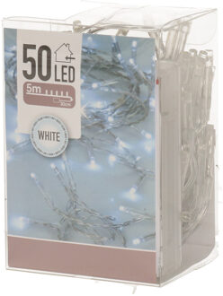 6x Kerstverlichting op batterij helder wit 50 lampjes