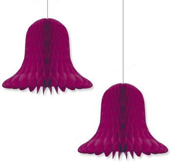6x Kerstversiering aubergine paars kerstklokken lampionnen 20 cm