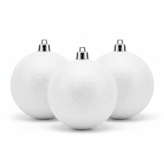 6x Kunststof kerstballen glitter wit 8 cm kerstboom versiering/decoratie - Kerstbal